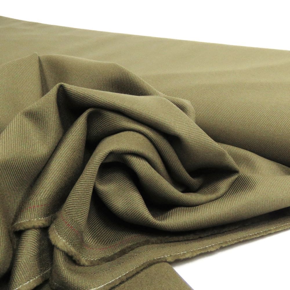 Virgin Uld Twill Gylden Army Grøn Deadstock Italy