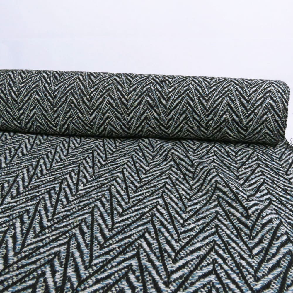 Tweed Designeruld med Store Sildeben Sort Hvid - Deadstock - Billede 2