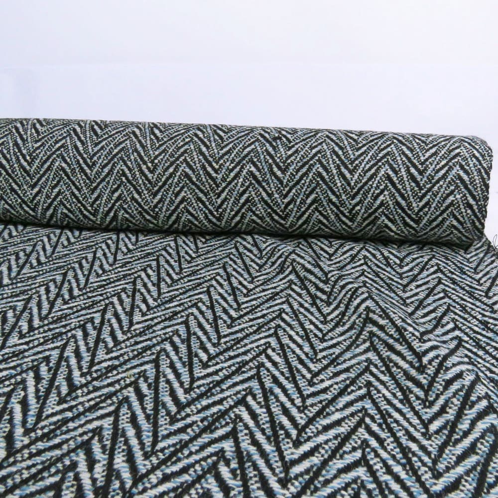 Tweed Designeruld med Store Sildeben Sort Hvid - Deadstock - Billede 6