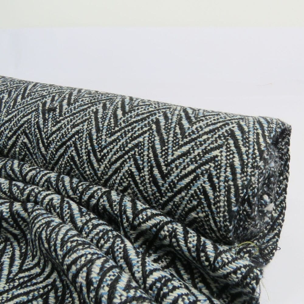 Tweed Designeruld med Store Sildeben Sort Hvid - Deadstock - Billede 5