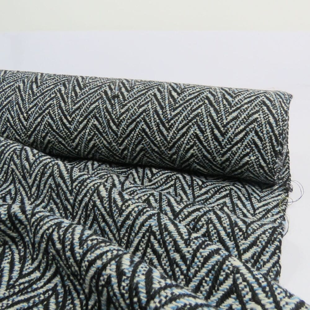 Tweed Designeruld med Store Sildeben Sort Hvid - Deadstock - Billede 4