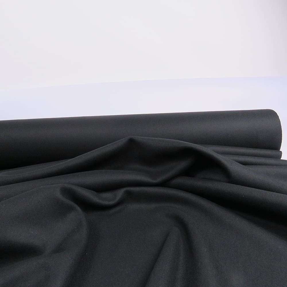 Sort Charcoal Kraftig Melton Frakkeuld Made in England Deadstock - Billede 4